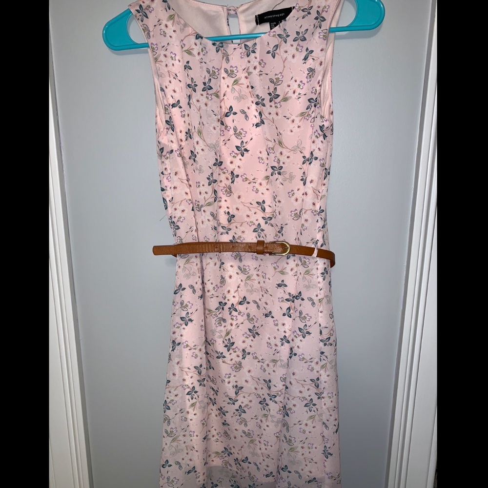 PINK FLORAL DRESS WITH BELT